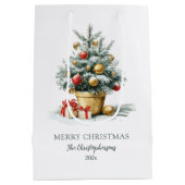 Elegant Merry Christmas Tree Gift Bag Medium Cadeauzakje (Achterkant)