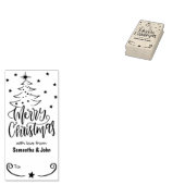 Elegant Merry Christmas Tree Gift Label Rubberstempel (Gestempeld)