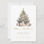 Elegant Merry Christmas Tree Gold Minimalist Feestdagenkaart (Voorkant)