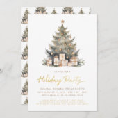 Elegant Merry Christmas Tree Gold Minimalist Kaart (Voorkant / Achterkant)