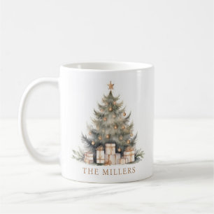Elegant Merry Christmas Tree Gold Minimalist Koffiemok