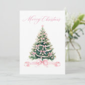 Elegant Merry Christmas Tree Holiday Card Feestdagenkaart (Staand voorkant)