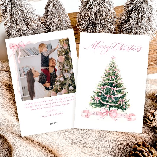 Elegant Merry Christmas Tree Holiday Card Feestdagenkaart