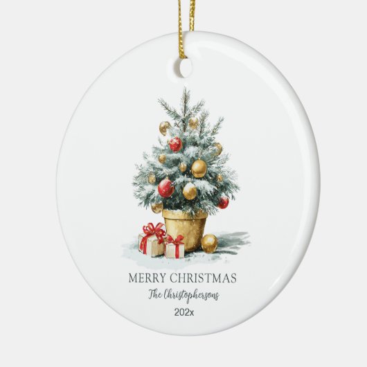 Elegant Merry Christmas Tree Keramisch Ornament (Links)