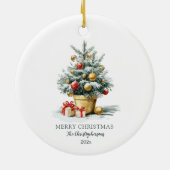 Elegant Merry Christmas Tree Keramisch Ornament (Achterkant)