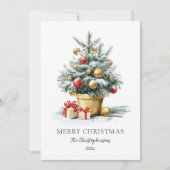 Elegant Merry Christmas Tree Non Photo Card Feestdagenkaart (Voorkant)