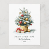 Elegant Merry Christmas Tree Postcard Feestdagenkaart (Voorkant)