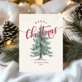 Elegant Merry Christmas Tree Script Business Logo Feestdagenkaart