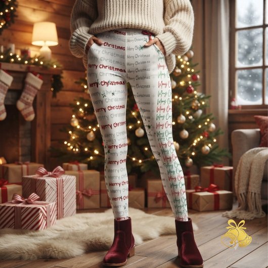 Elegant Merry Christmas Typography Leggings