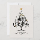 Elegant “Merry Christmas” Typography Tree Business Feestdagenkaart (Voorkant)