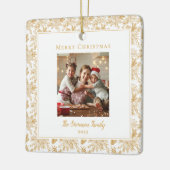 Elegant Merry Christmas White Faux Gold Photo Keramisch Ornament (Links)