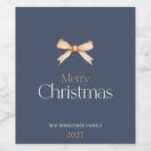 Elegant Merry Christmas Wijnlabel met Gouden Boog Wijn Etiket (Enkel label)