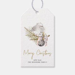 Elegant Merry Christmas Winter Vogel Goud Cadeaulabel