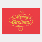 Elegant Merry Christmas Wrapping Paper - Red and G (Voorkant 3)
