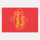 Elegant Merry Christmas Wrapping Paper - Red and G (Voorkant)