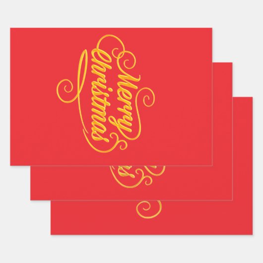 Elegant Merry Christmas Wrapping Paper - Red and G (Set)