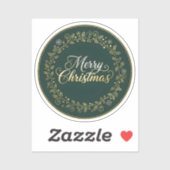 Elegant Merry Christmas Wreath Sticker (Vel)