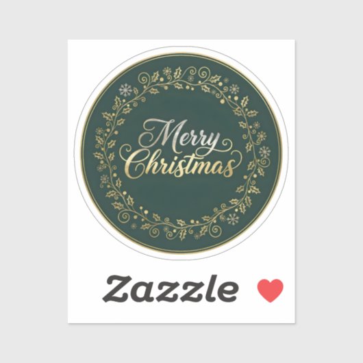 Elegant Merry Christmas Wreath Sticker (Vel)