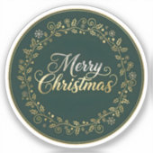 Elegant Merry Christmas Wreath Sticker (Voorkant)