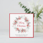 Elegant Merry Christmas Wreath Waterverf Feestdagenkaart (Staand voorkant)