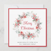 Elegant Merry Christmas Wreath Waterverf Feestdagenkaart (Voorkant)