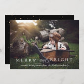 Elegant Merry en Bright kerstfoto Feestdagenkaart (Voorkant / Achterkant)