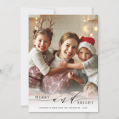 Elegant Merry en Bright Photo Feestdagenkaart (Voorkant)