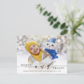 Elegant Merry en Bright Photo Holiday Briefkaart (Staand voorkant)