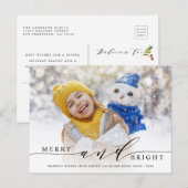 Elegant Merry en Bright Photo Holiday Briefkaart (Voorkant / Achterkant)