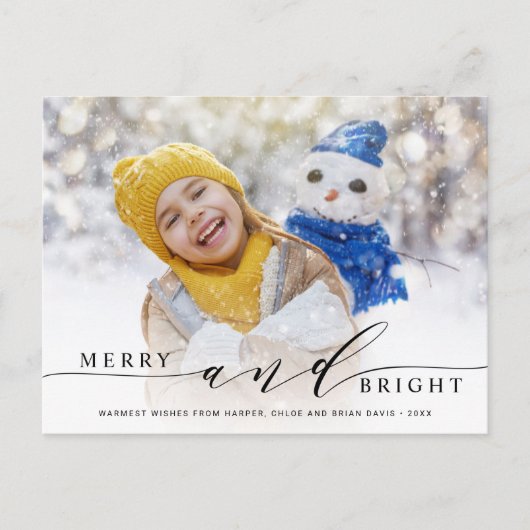 Elegant Merry en Bright Photo Holiday Briefkaart (Voorkant)