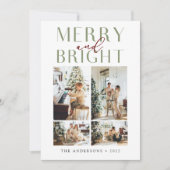 Elegant Merry en Bright Vier Foto Feestdagenkaart (Voorkant)