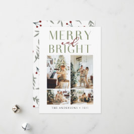 Elegant Merry en Bright Vier Foto Feestdagenkaart