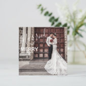 Elegant Merry en Elegant Foto Wedding Bedankkaart (Staand voorkant)