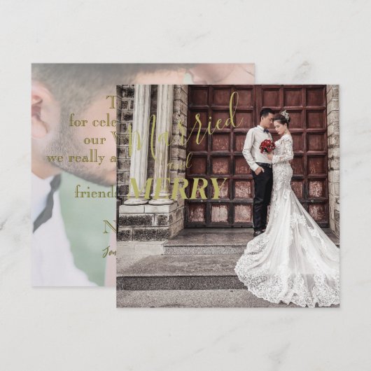 Elegant Merry en huwelijksfoto's Bedankkaart (Voorkant / Achterkant)