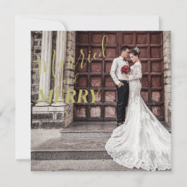 Elegant Merry en huwelijksfoto's Bedankkaart