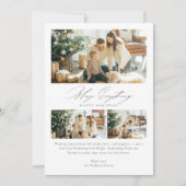 Elegant Merry Everything 3 Foto Kerstgezin Feestdagenkaart (Voorkant)