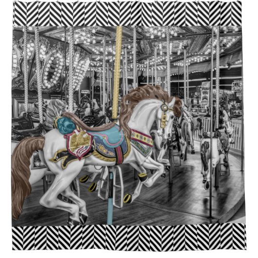 Elegant Merry Go Round Carousel  Douchegordijn (Voorkant)