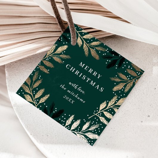 Elegant Merry Gold Branch Holiday Bedankjes Labels