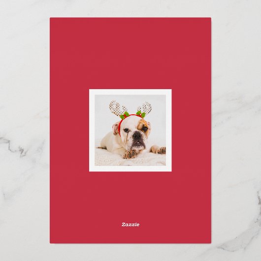 Elegant Merry Gold kerstgeborsteld script foto Folie Feestdagenkaart (Achterkant)