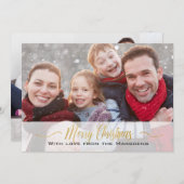 Elegant Merry Gold Script Foto 2-zijdig Feestdagenkaart (Voorkant / Achterkant)