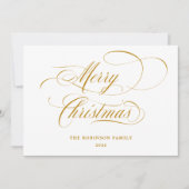 Elegant Merry Gold Script Typografie Feestdagenkaart (Voorkant)