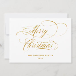 Elegant Merry Gold Script Typografie Feestdagenkaart