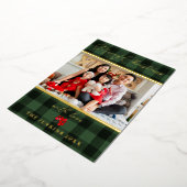 Elegant Merry Green en Red Photo Gold Folie Feestdagenkaart (Gedraaid)