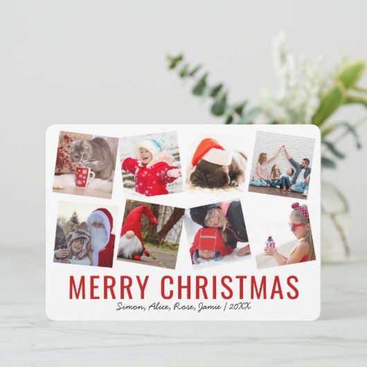 Elegant Merry kerst Aangepaste foto Collage Feestdagenkaart (Staand voorkant)