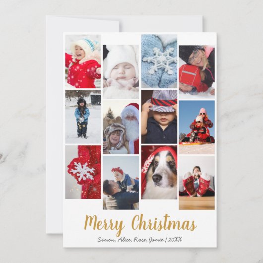 Elegant Merry kerst Aangepaste foto Collage Feestdagenkaart (Voorkant)