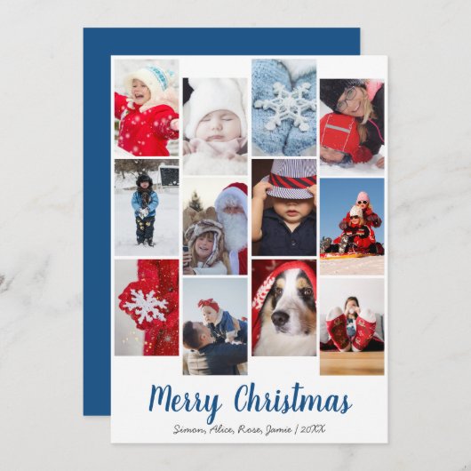 Elegant Merry kerst Aangepaste foto Collage Feestdagenkaart (Voorkant / Achterkant)