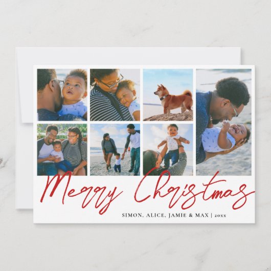 Elegant Merry kerst Aangepaste foto Collage Feestdagenkaart (Voorkant)