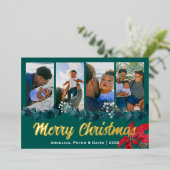 Elegant Merry kerst - Aangepaste foto Folie Feestdagenkaart (Staand Voorkant)