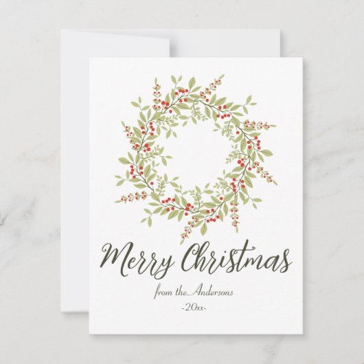 Elegant Merry kerst Botanical Greenery Feestdagenkaart (Voorkant)