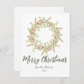Elegant Merry kerst Botanical Greenery Feestdagenkaart (Voorkant / Achterkant)